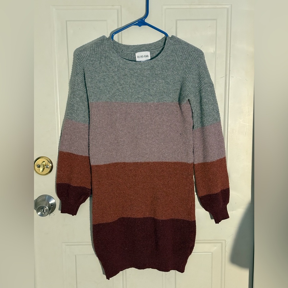 Olive + Oak Colorblock Knit Sweater Dress Women’s Size Small